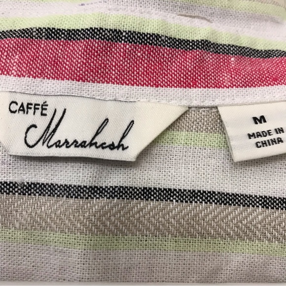 Caffe Marrakesh Linen Blend Loose Fit Striped Shirt Medium - Picture 6 of 8